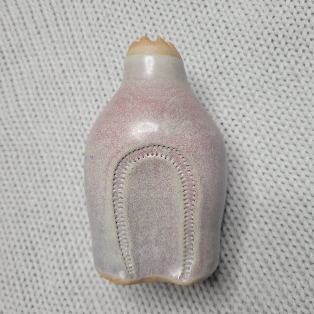 CPG Studio Pottery Vase Handcrafted Pink Lavender Glaze Wavy Rim Organic Shape